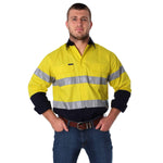 Broken Hill Mens Full Button High Vis Workshirt Yellow