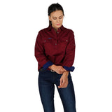 Pentecost River Womens Half Button Work Shirt Burgundy