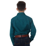 Ord River Half Button Kids Work Shirt Teal