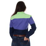 Rocky Womens Spliced Work Shirt Pistachio/Purple/Navy